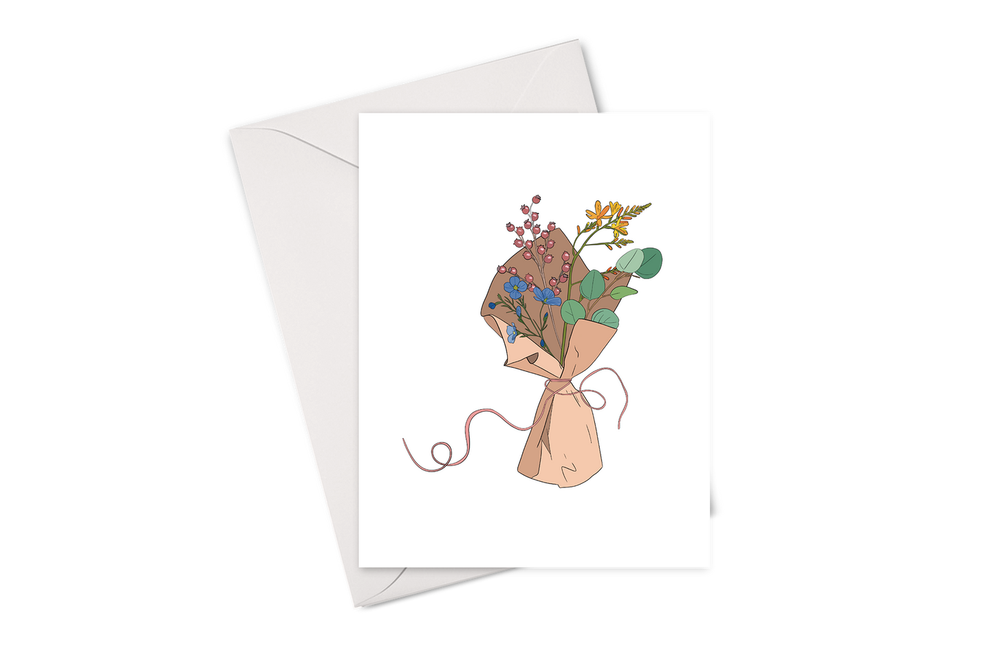Brown Paper Flower Bouquet Card