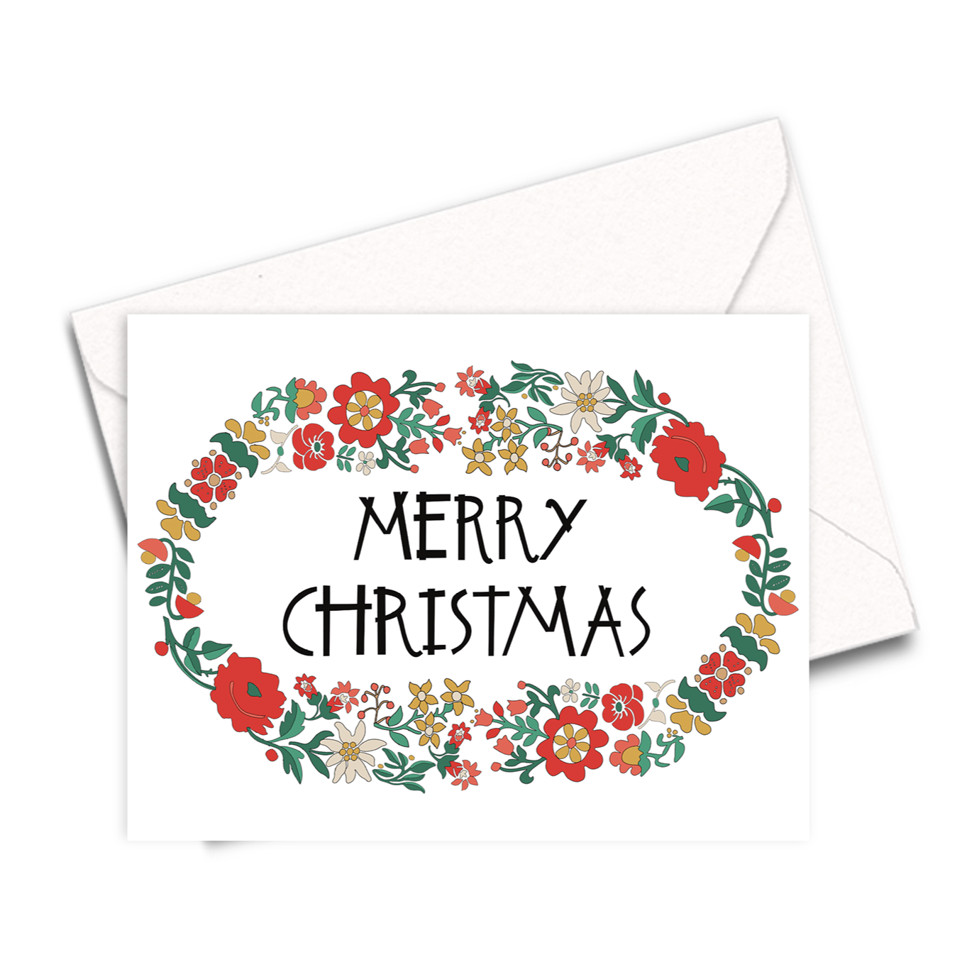 Floral Merry Christmas Holiday Card