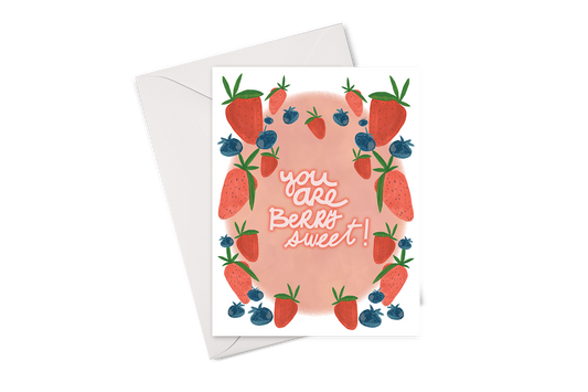 strawberries and blueberries berry sweet card