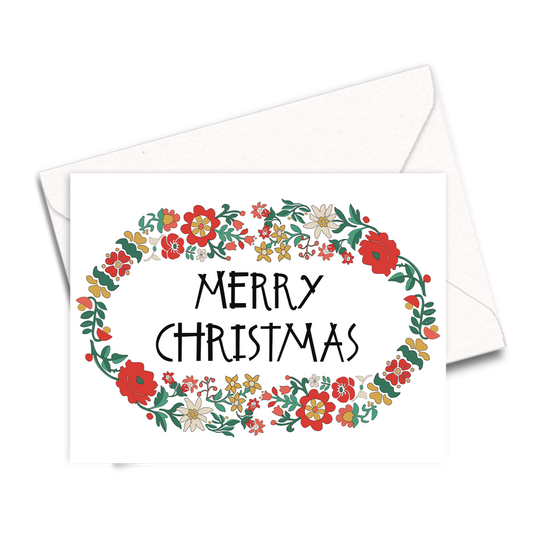 Floral Merry Christmas Holiday Card