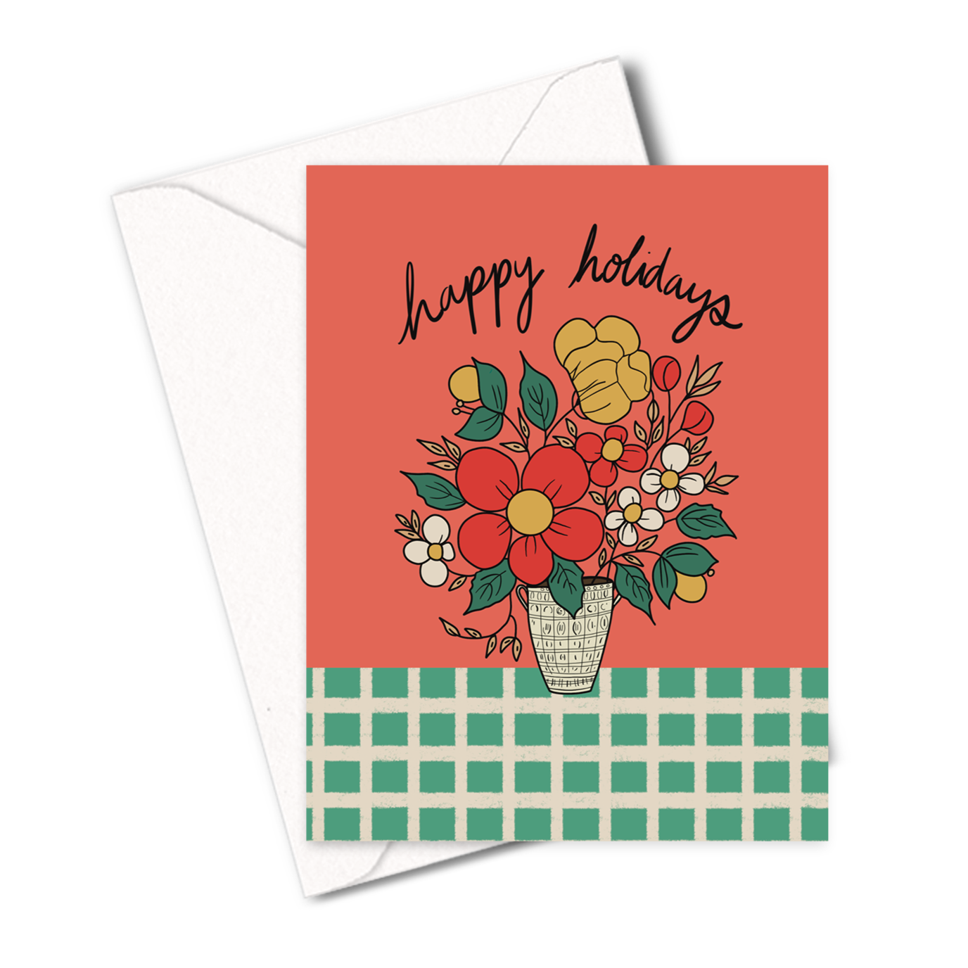 Happy Holidays Flower Arrangement Holiday Card