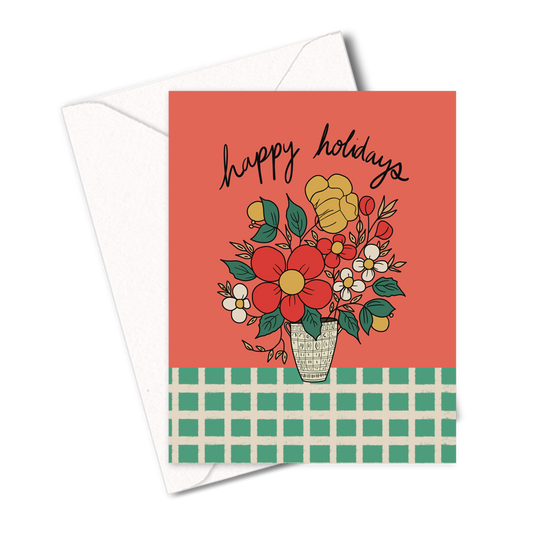 Happy Holidays Flower Arrangement Holiday Card