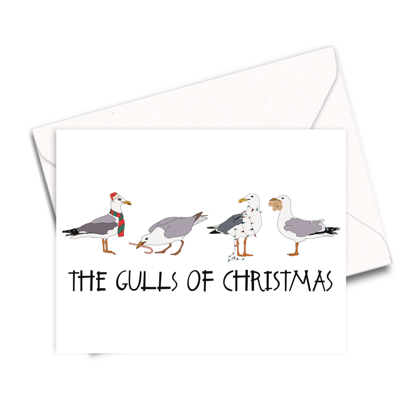 four christmas sea gulls